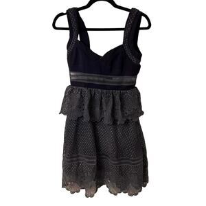 Self-Portrait Dark Blue Natalia Tiered Lace Dress Size 6